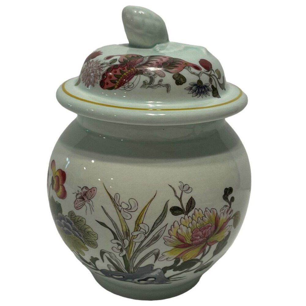 Adams ironstone Ming Toi Pot Jar Sugar Wedgwood Group floral butterfly